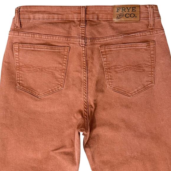 Frye and Co Harper Mid Rise Crop Flare Burnt Orange Button Fly Jeans size 10 - Picture 11 of 11